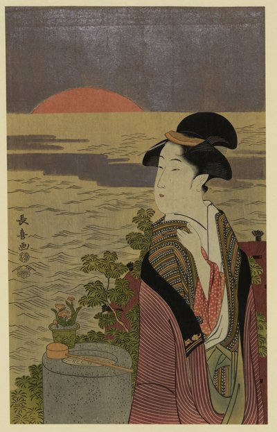 Japanese Ukiyo-e Full-Colour Woodblock Print by Eishōsai Chōki